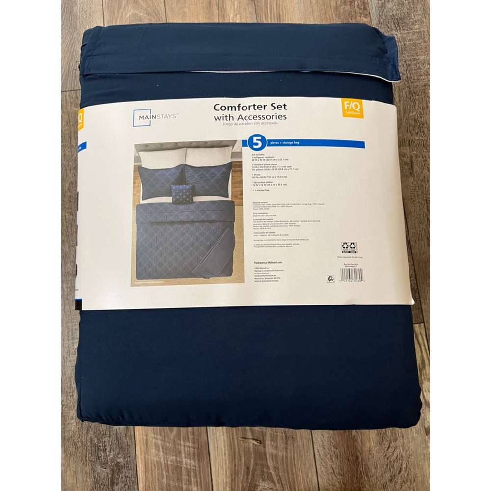 NEW Mainstays Full/Queen Navy Blue & Light Blue 5-Piece Comforter Set - Picture 12 of 14